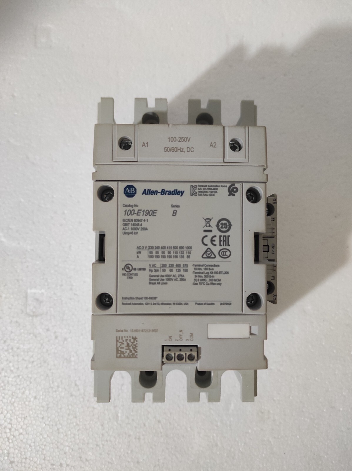 AB Allen-Bradley 100-e190e / 100-E190E Series B Contactor Catalog No. 100-ES1-11